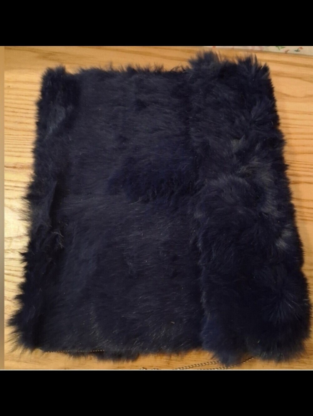 EUC 3.1 Philip Lim Lynus Navy Real Rabbit Fur & Black Calf 10in Ipad Travel Case